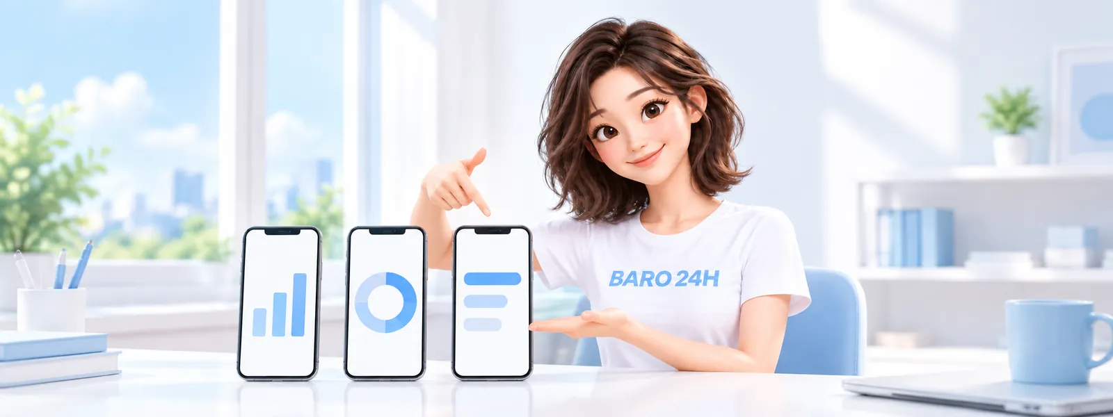「통신사별 차이」 주제를 표현한 3D 인물 일러스트